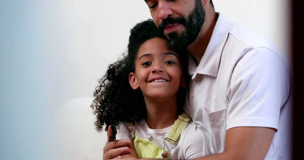 Father Daughter Love Mixed Race Child Dad Hug Embrace — Stockfoto