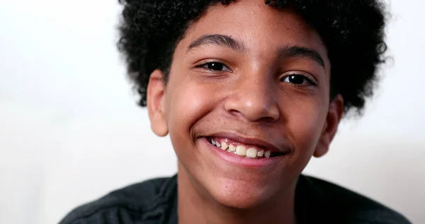 Mixed Race Young Boy Smiling Camera Portrait Ethnically Diverse Male — Fotografia de Stock
