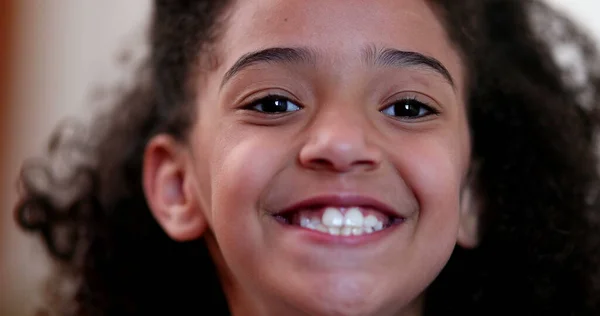 Mixed Race Little Girl Smiling Camera Child Portrait Smile — Zdjęcie stockowe
