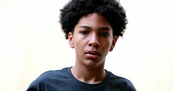 Serious Hispanic Young Boy Portrait Face Staring Camera — Φωτογραφία Αρχείου