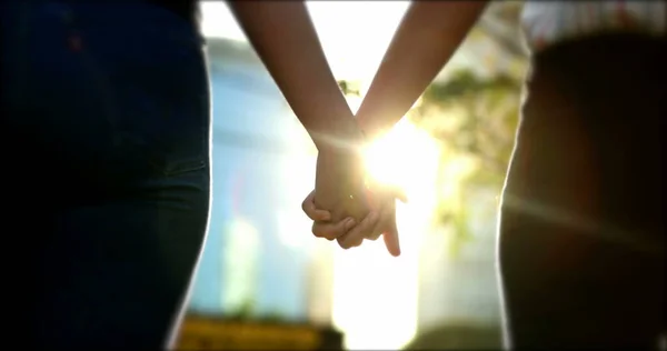 Close Hands Joining Together Sunlight Flare Background — 스톡 사진
