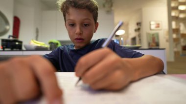 Boy doing homework focused in exam preparation
