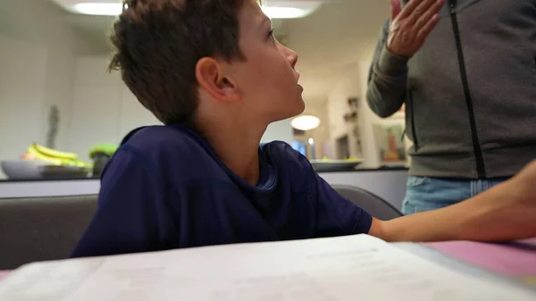 Child Asking Father Help Homework Dad Giving Advice Exam Preparation — Stok fotoğraf