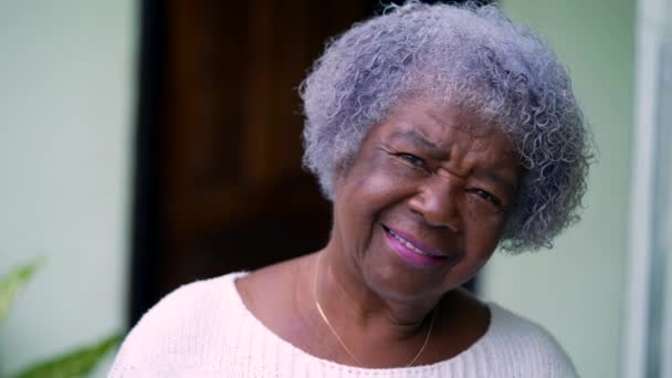 Senior African Woman Portrait Face Closeup — стокове відео