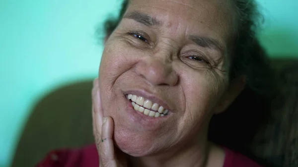 One Senior Hispanic Woman Looking Camera Smiling Portrait South American — Φωτογραφία Αρχείου