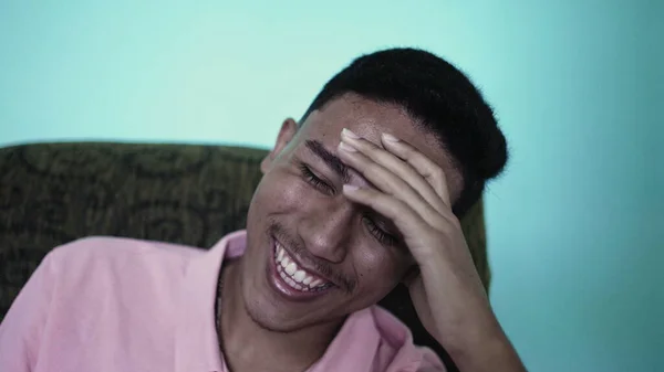 Happy Hispanic Man Laughing Smiling Candid South American Person Real — Φωτογραφία Αρχείου