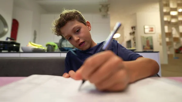 Boy Doing Homework Focused Exam Preparation — Photo