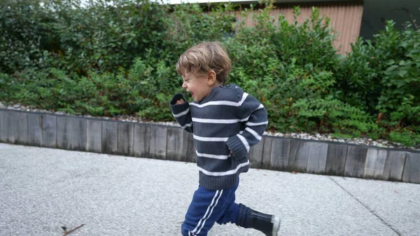 Happy Child Running Slow Motion Joyful Toddler Runs — Foto Stock