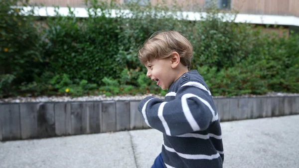 Happy Child Running Slow Motion Joyful Toddler Runs — Fotografia de Stock