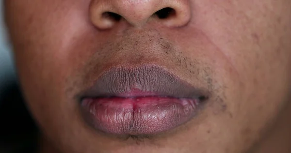 African Man Mouth Close — Zdjęcie stockowe