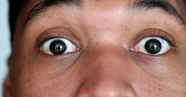 African American Macro Close Eyes Shock Surprised Reaction — Stok Foto