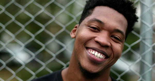 African American Black Guy Smiling Feeling Happy — Stock Fotó