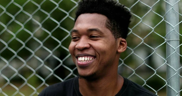 African American Black Guy Smiling Feeling Happy — Stock Fotó