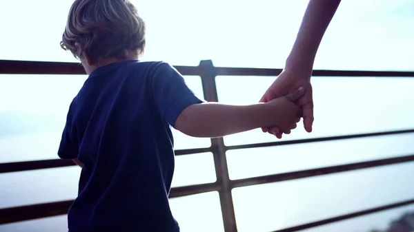 Tow Children Holding Hands Brother Holding Little Sibling Hand — Foto Stock