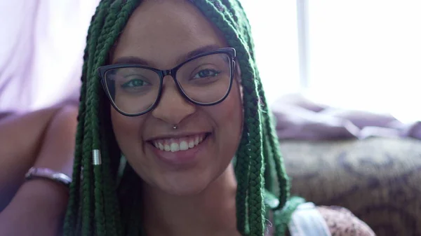 Young Black Hispanic Woman Portrait Face Latina Girl Turning Head — Foto de Stock