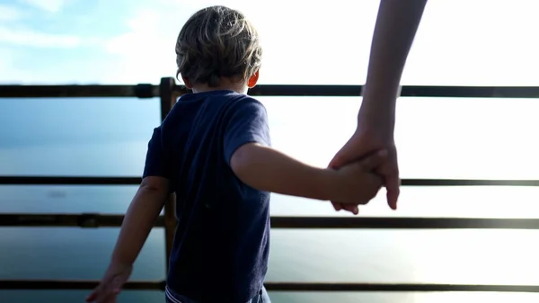 Children Holding Hands Brother Holding Little Sibling Hand Walking Together — Foto Stock