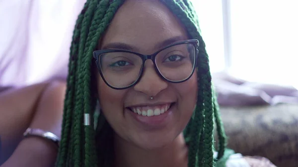 Young Black Hispanic Woman Portrait Face Latina Girl Turning Head — Zdjęcie stockowe