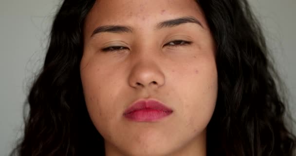 Casual Hispanic Girl Portrait Face Real People Series South American — Stockvideo