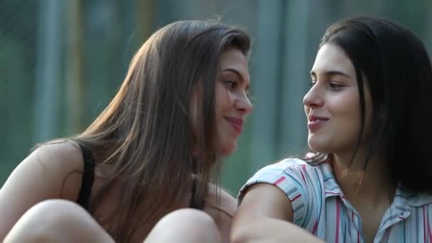 Woman Leaning Friend Shoulder Candid Female Friend Leans Head Girl — Stock video