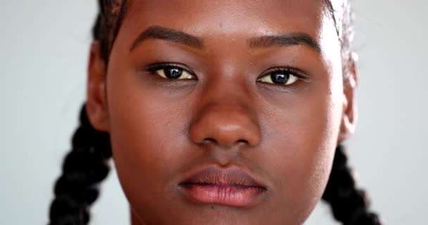 Mixed Race Girl Changing Emotion Young Woman Becoming Serious Upset — Vídeos de Stock