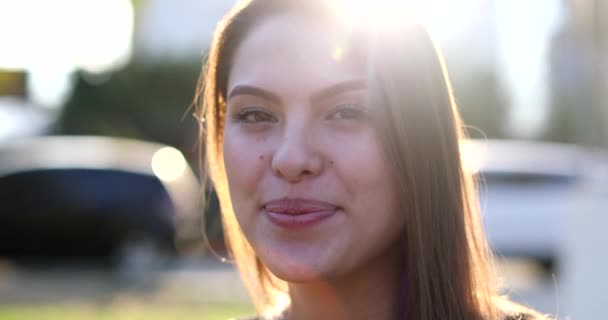 Portrait Young Woman Looking Sideways — Wideo stockowe