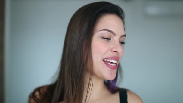 Happy Young Woman Portrait Smiling Pretty Girl Smile — Stockvideo