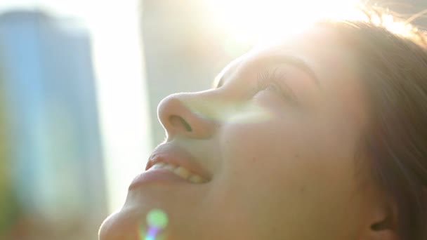 Contemplative Young Woman Looking Sky Faith Hope Faithful Girl Profile — Video