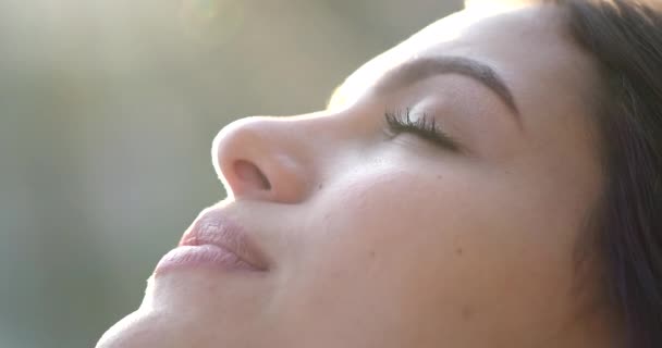 Contemplative Young Woman Eyes Closed Meditation — Αρχείο Βίντεο