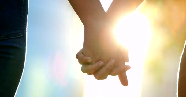 Close Two Hands Held Together Sunlight Lens Flare Background — Stok video