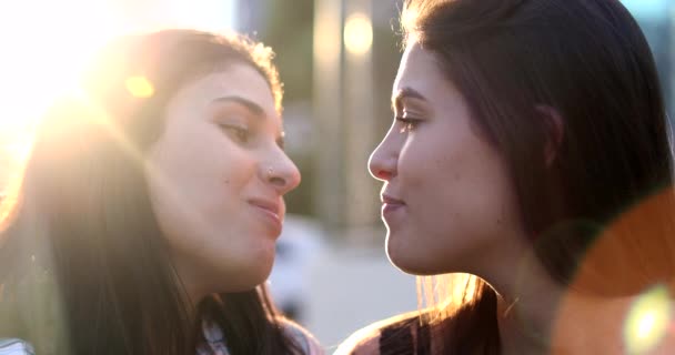 Girlfriends Looking Each Romantic Moment — Video Stock