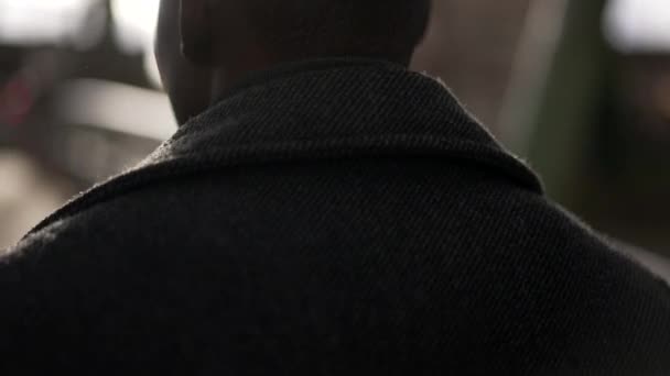 Determined Young Black Man Walking City Bridge — Αρχείο Βίντεο