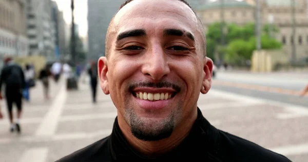 Happy Hispanic Man Feeling Relief Latin South American Person Taking — Fotografia de Stock