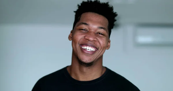 Happy Young African American Black Man Laughing Smiling — Foto Stock