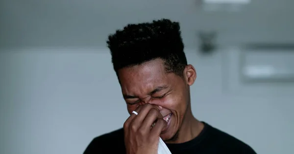 Spontaneous Black Man Burst Laughing Out Loud African Person Authentic — Stock Fotó