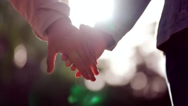 Hands Joining Together Sunlight Flare Background Beautiful Friendship Moment Two — Vídeos de Stock