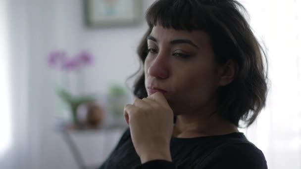 Young Woman Feeling Regret One Hispanic Girl Feeling Regretful Emotion — Stockvideo