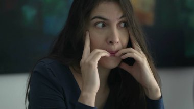 Overwhelmed woman expression. Person having problems. Girl with concerned emotion