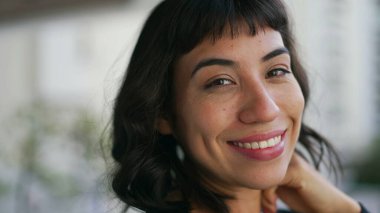 One beautiful diverse Brazilian young woman portrait face closeup