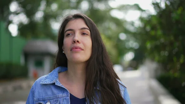 Pensive Young Woman Standing Portrait Contemplative Person Closeup Face — Stock Fotó