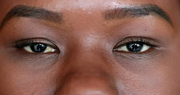 Mixed Race Black Woman Opening Eyes Looking Camera — Stockfoto