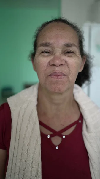 Mature Hispanic Woman Portrait Face Looking Camera Older Latin South — стоковое фото
