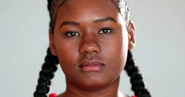 Serious African Mixed Race Girl Portrait Looking Camera — Stockfoto