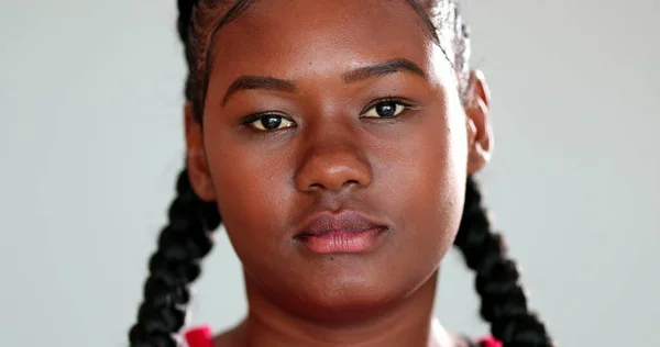 Serious African Mixed Race Girl Portrait Looking Camera — Stock Fotó