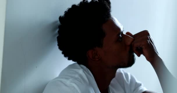 Man Suffering Mental Illness Depressed Black African American Person — Stock video