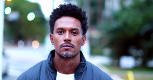 Confident Man Walking City Positive Person African Descent Walks Urban — Video