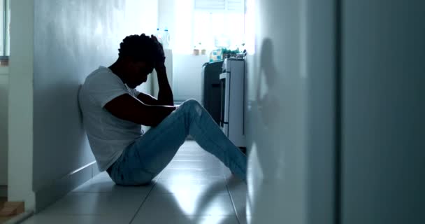 Man Emotional Breakdown Feeling Depressed Floor Broken Person Feeling Worry — Video