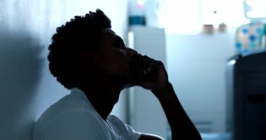 Worried black man feeling anxiety and worry