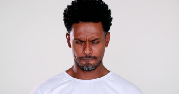 African Man Feeling Regret Black Person Face Portrait Stressed Out — 비디오
