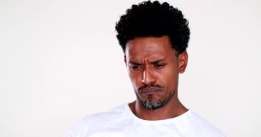 Annoyed person face expression emotion. Bored black african man waiting