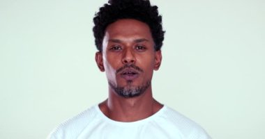 Portrait of person feeling relief emotion breathing deeply